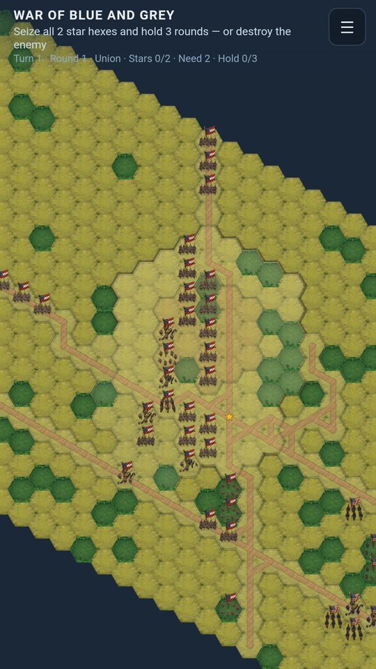 Tactical Civil War hex battle
